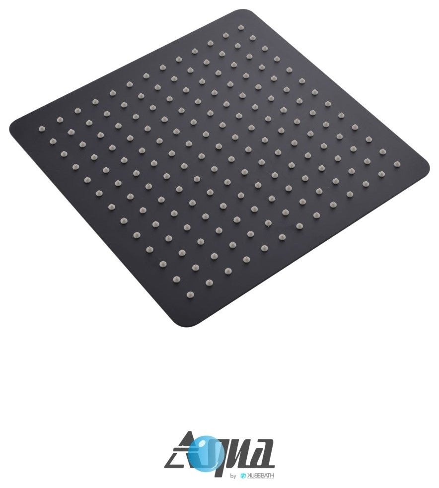 Aqua Piazza Matte Black Shower Set With 12" Rain Shower, Handheld and Tub Filler