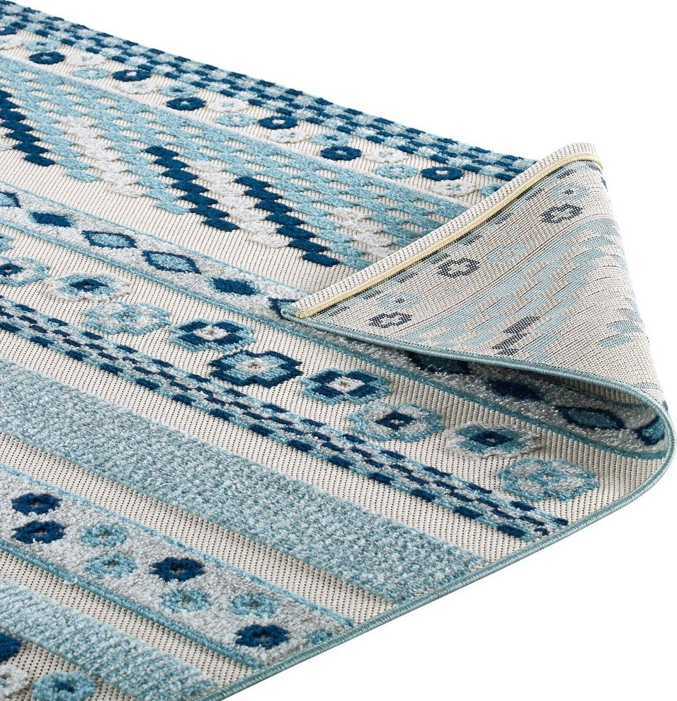 Vintage Abstract Geometric Lattice 5x8 Indoor and Outdoor Area Rug