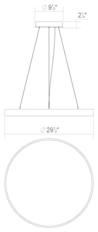 Sonneman 3745-30-35 Pi 30"W LED Suspension Pendant - 3500K - Satin White