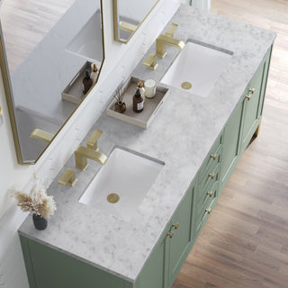 Chicago 72" Double Vanity, Smokey Celadon, Carrara Marble