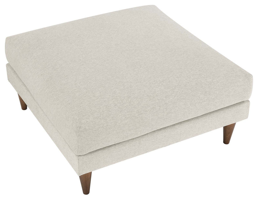Zoya Down Filled Overstuffed Ottoman - Ivory Fabric