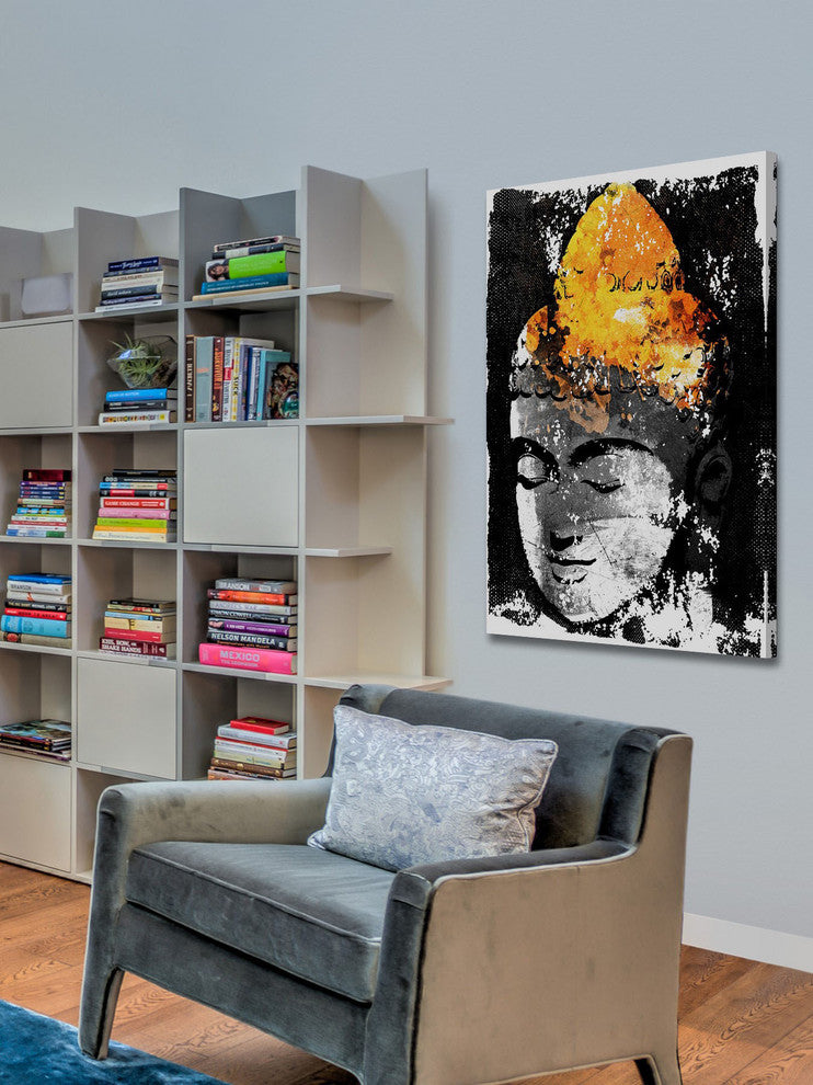Marmont Hill, "Buddha Black Gold" by Rick Martin Print on Wrapped Canvas, 16x24