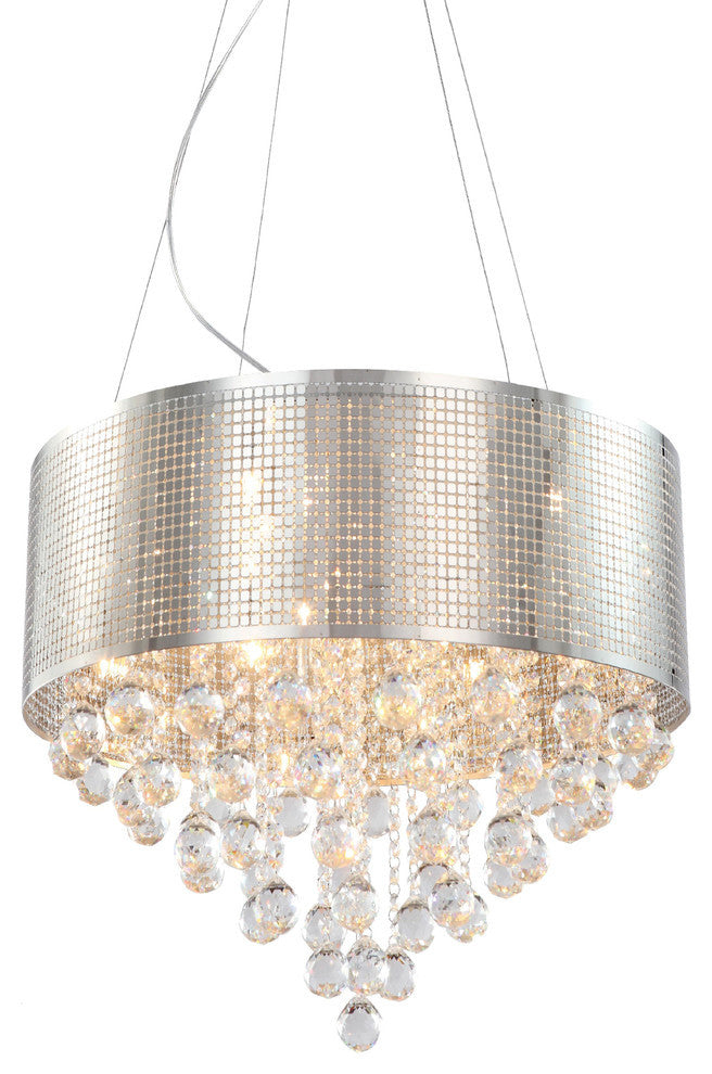 Chrome Frame, Clear Crystal Drop Flushmount
