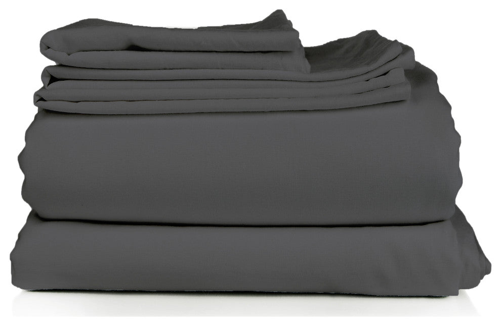 Egyptian Cotton/Bamboo Feel, 4-Piece Sheet Set, Grey, Queen