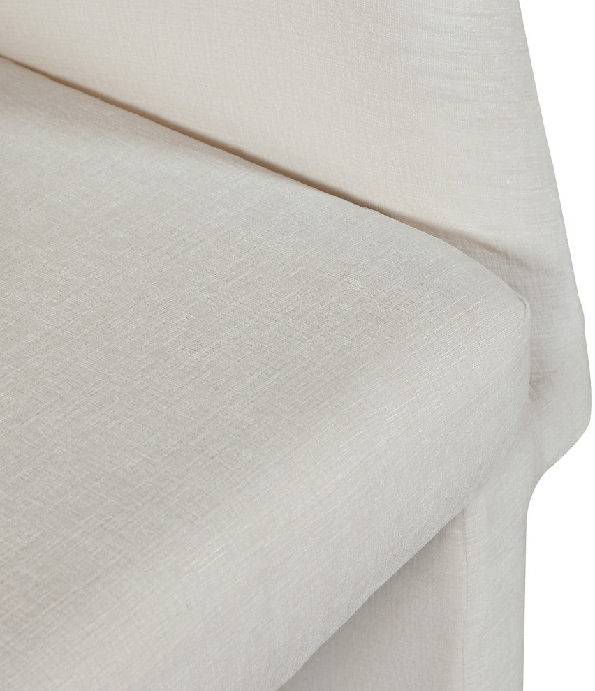 Emmet Boucle Fabric Dining Chair / Accent Chair, Cream, Chenille Fabric