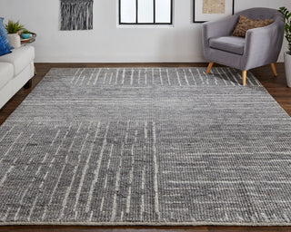 Weave & Wander Rheed Wool Rug, Silver Gray/Ivory, 2ft x 3ft Rug