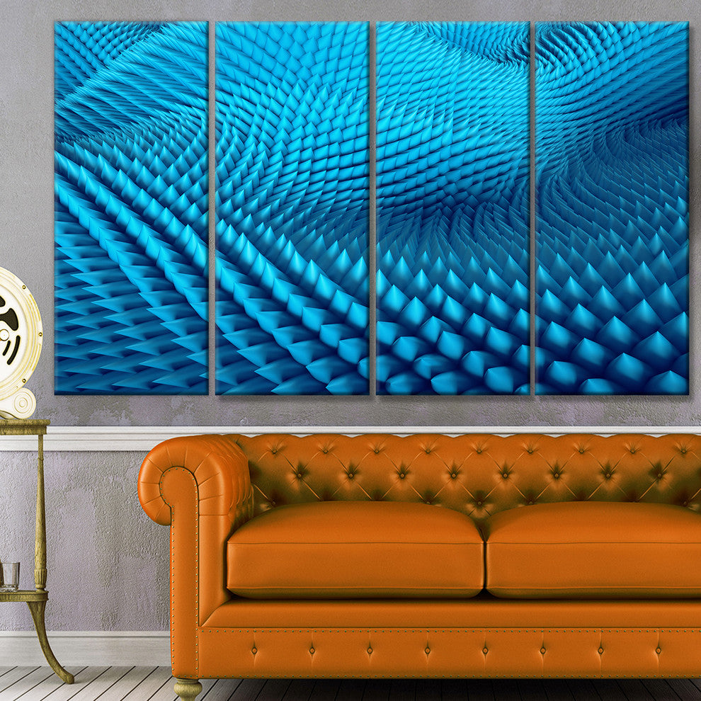 Abstract Blue Wavy Background, Abstract Canvas Wall Art, 48"x28", 4 Panels