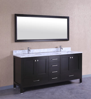 Eviva Aberdeen 72 Transitional Espresso Bathroom Vanity With White Carrera Top