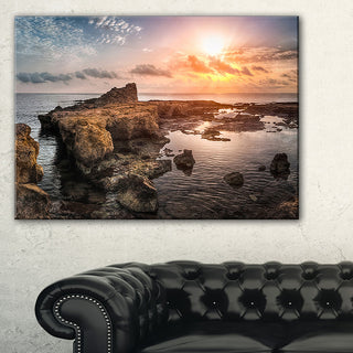 "Sunset Over Rocky African Coast" Oversized Beach Canvas Artwork, 32"x16"