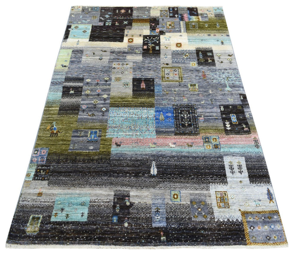 Colorful, Afghan Kashkuli Gabbeh, Hand Knotted, Wool Oriental Rug , 4'0" x 5'10"