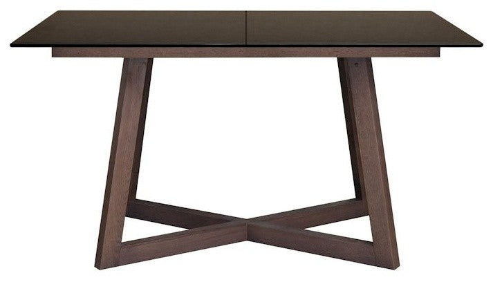 Brish Glass Top Dining Table With Extension, Black
