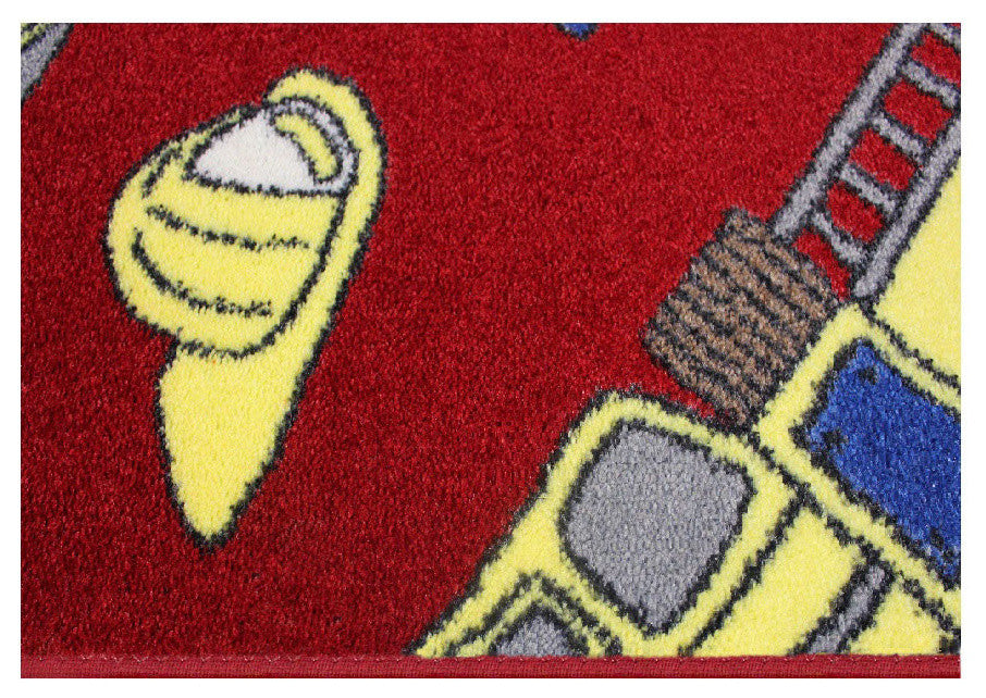 Area Rug Hook and Ladder, Nylon Stainmaster Carpet, Red, Round 4'