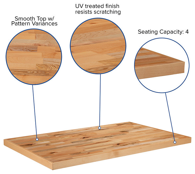 30" x 48" Rectangle Butcher Block Style Table Top