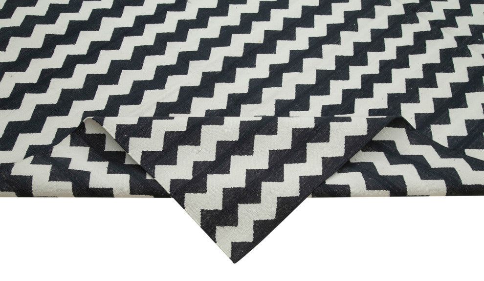 Rug N Carpet - Handmade Wool 8' 11'' x 11' 8'' Modern Design Dhurrie Kilim Rug