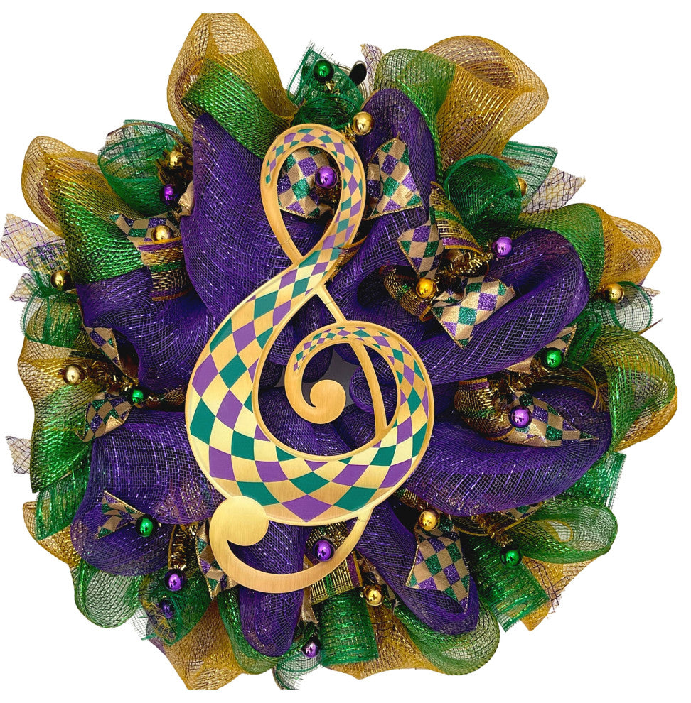 Mardi Gras All That Jazz Musical Note Wreath