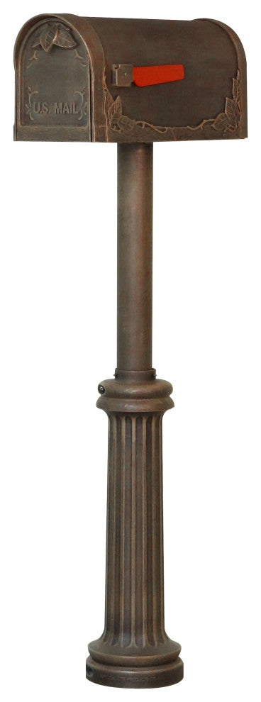 Floral Curbside Mailbox with Bradford Surface Mount Mailbox Post