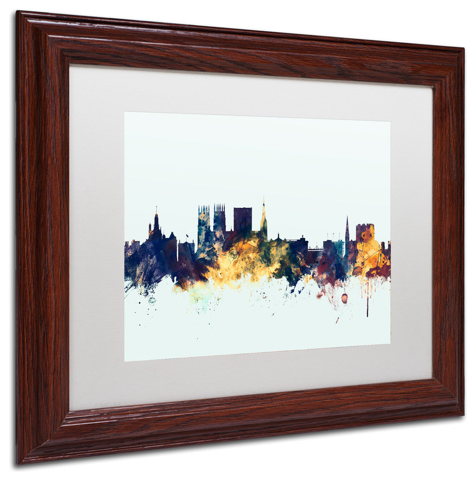 Michael Tompsett 'York England Skyline Blue' Matted Framed Art, 11x14