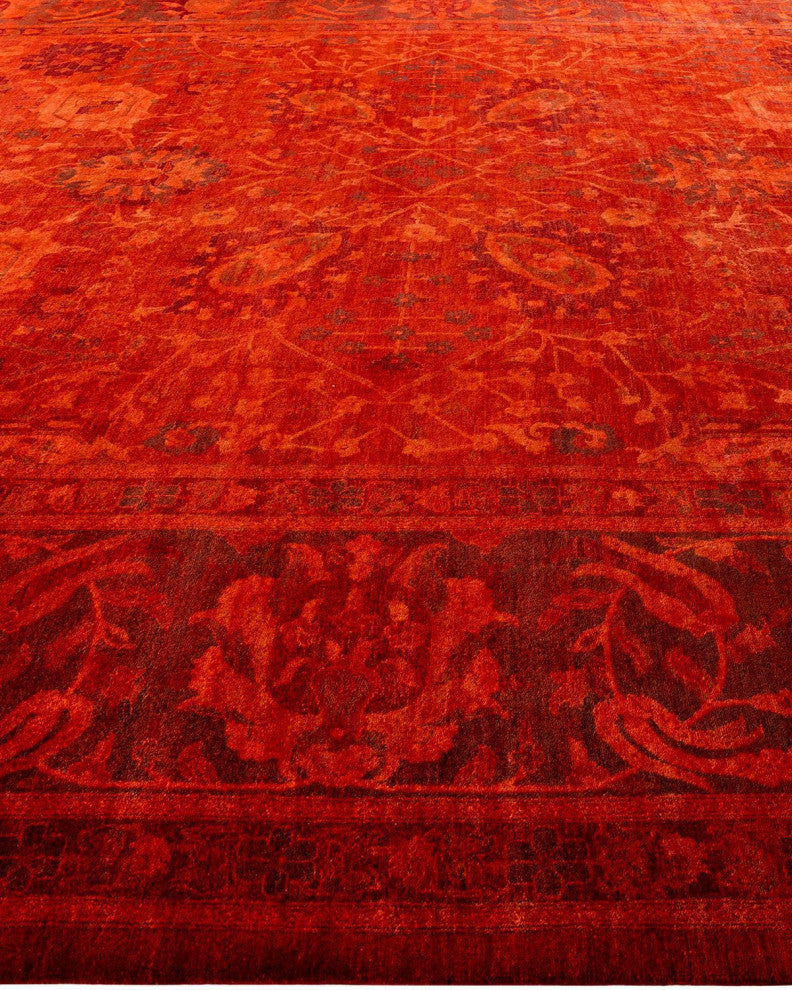 Overdyed, One-of-a-Kind Hand-Knotted Area Rug Red, 11'10"x17'10"