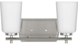 Adley Collection Two-Light Brushed Nickel Etched Opal Glass Bath Vanity Light