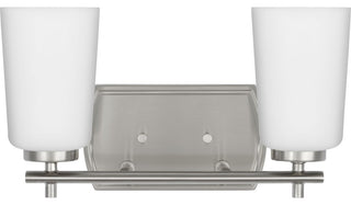Adley Collection Two-Light Brushed Nickel Etched Opal Glass Bath Vanity Light