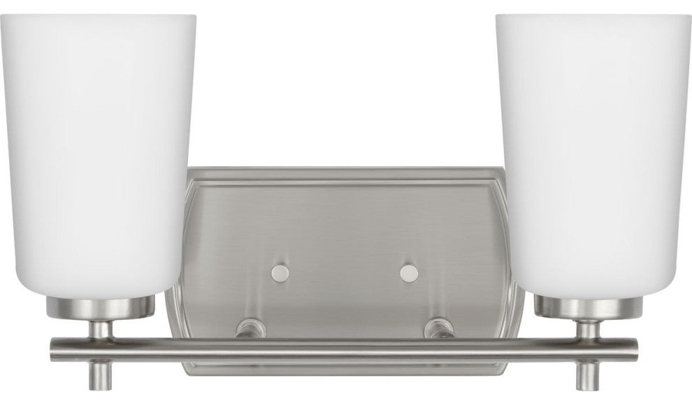 Adley Collection Two-Light Brushed Nickel Etched Opal Glass Bath Vanity Light