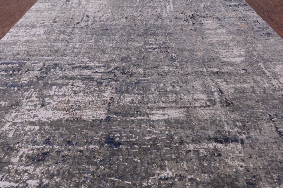 Modern Hand Knotted Wool and Silk Rug 8' 10" X 12' 0" Q7118