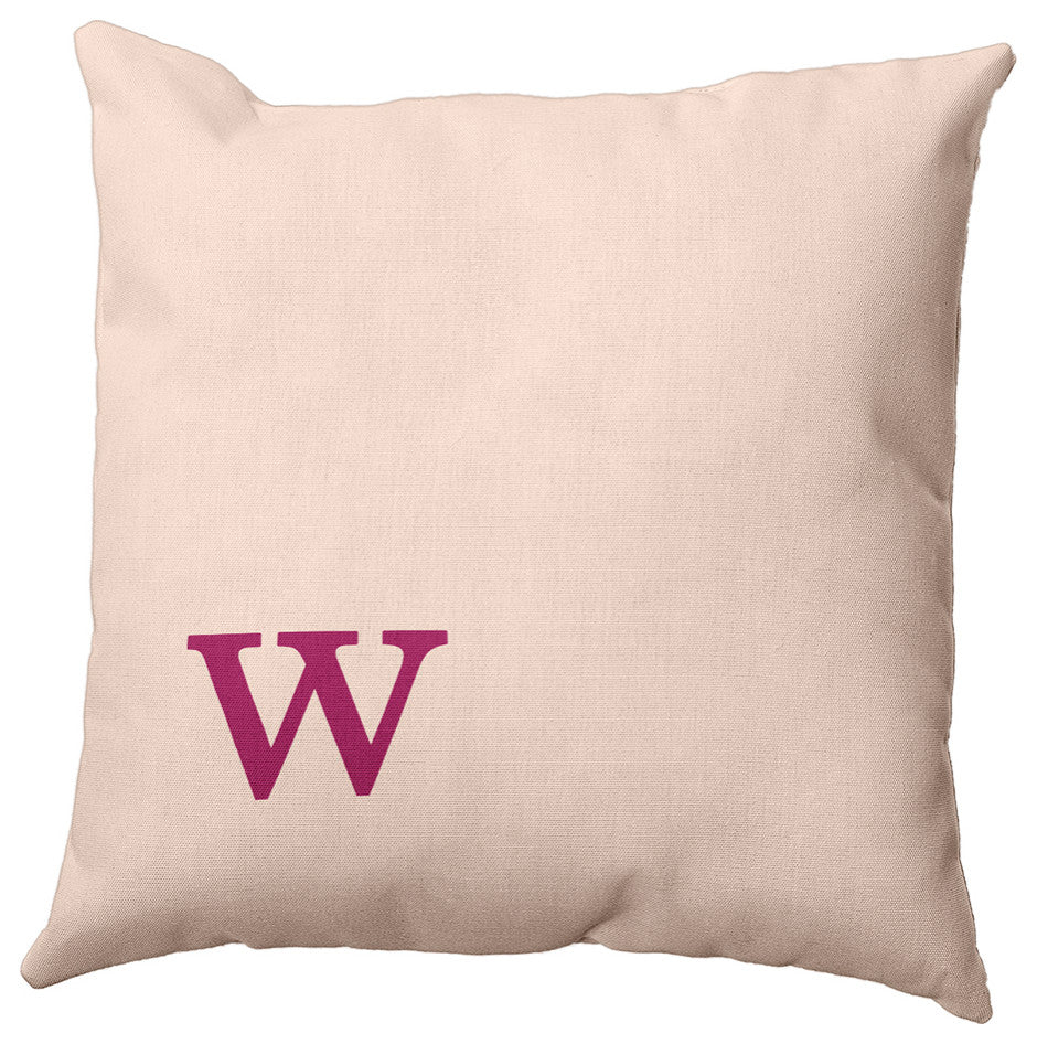 20"x20" Modern Monogram Decorative Throw Pillow, Dusty Rose