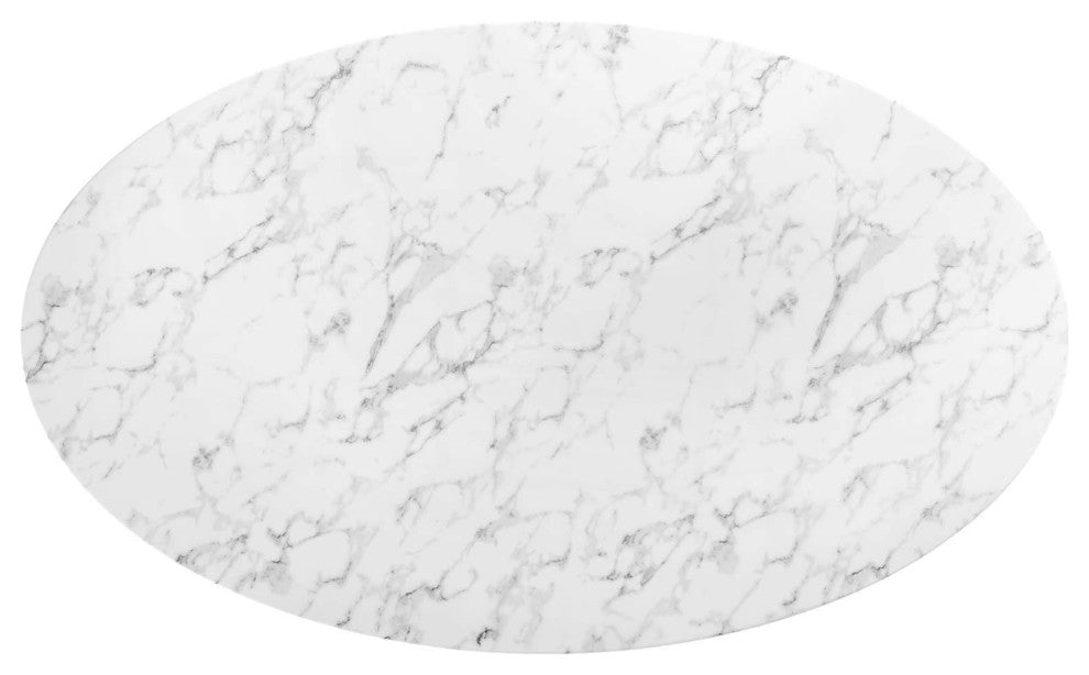 Black White Lippa 78" Oval Artificial Marble Dining Table