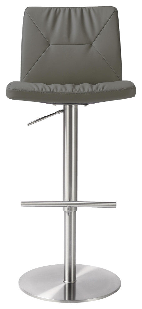 Paddy Dark Gray Vegan Leather on Silver Adjustable Stool