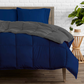 Bare Home Reversible Bed-in-a-Bag, Dark Blue/Gray, Dark Blue, Full