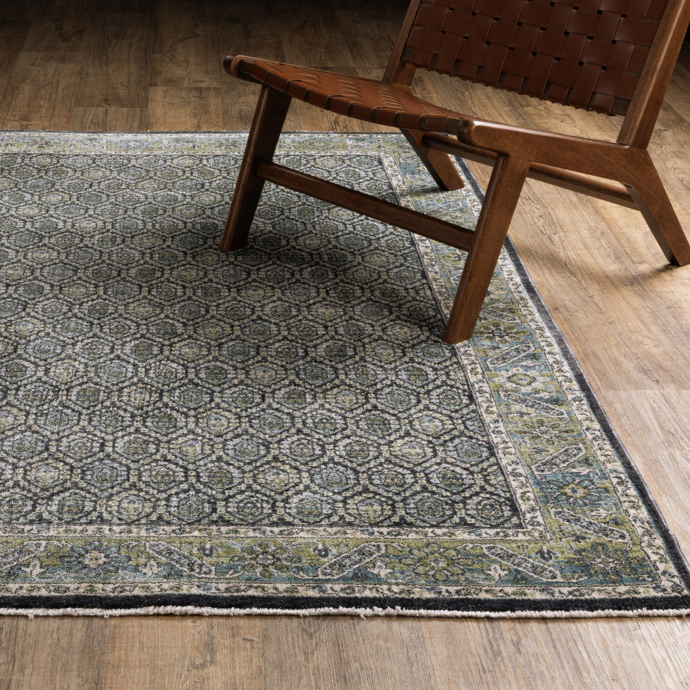 Oriental Weavers Eliana ELI01 Border Rug, Blue, 3'3"x5'