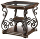 Bowery Hill Glass Top Accent End Table in Deep Merlot