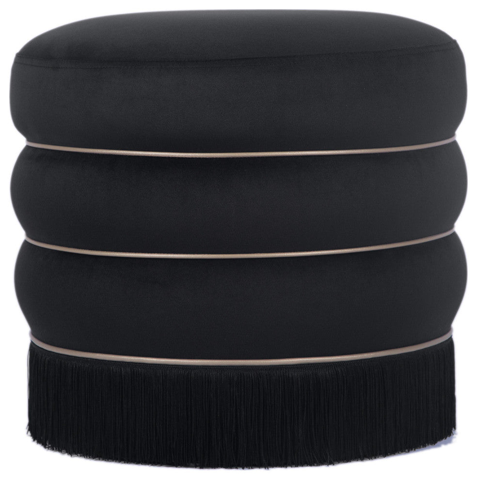 Lakka Black Velvet Ottoman