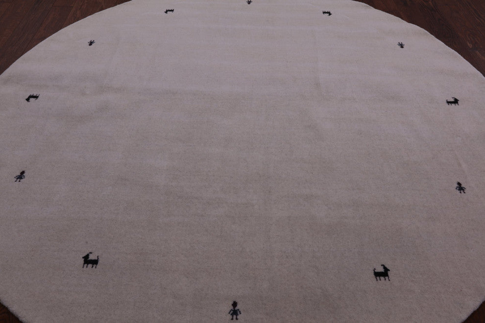 8' Round Persian Gabbeh Handmade Wool Rug - Q15231