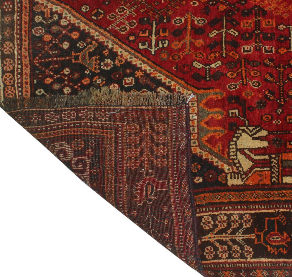 Fine Vintage Distressed Negeen Rust Rug