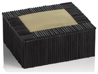 Black Resin Inlaid and Brass Decorative Box