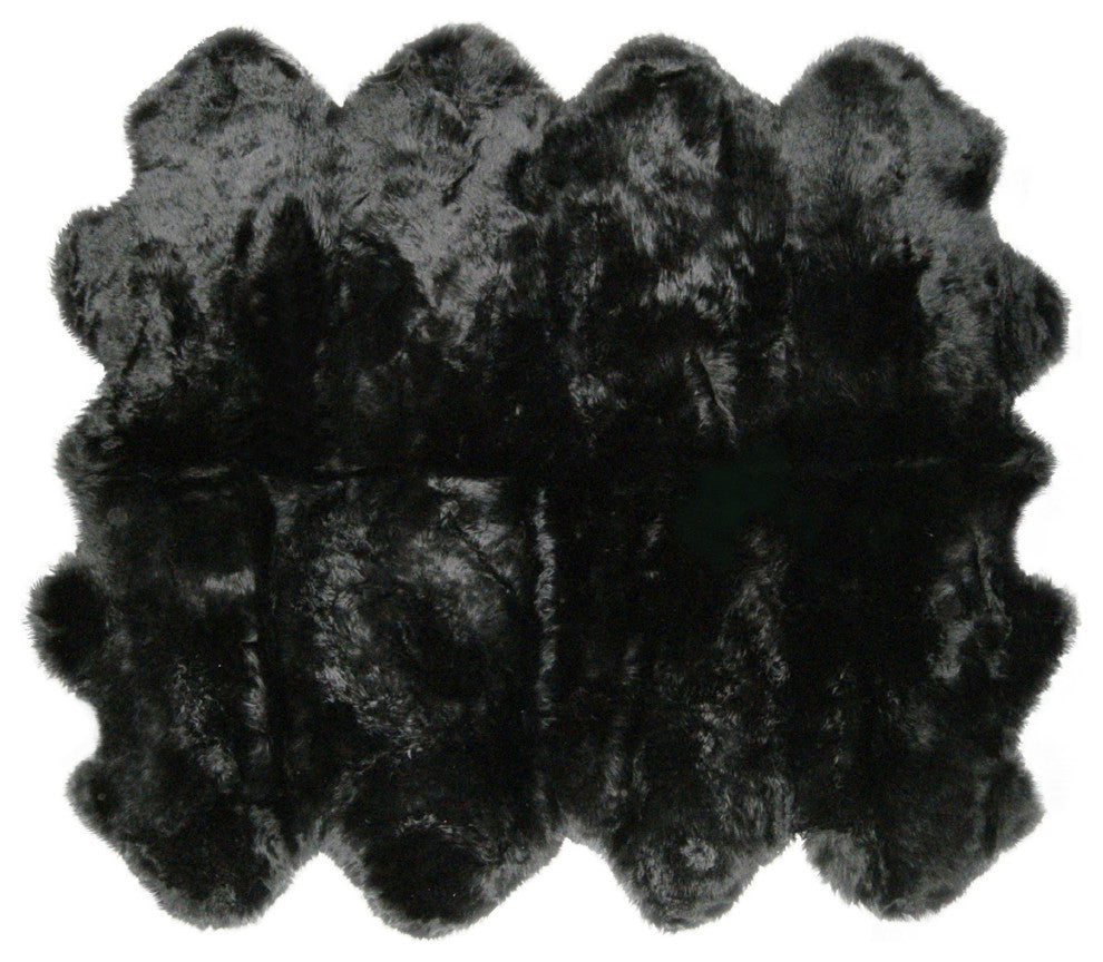 HomeRoots 72" x 72" x 2" Black, Octo Sheepskin Area Rug
