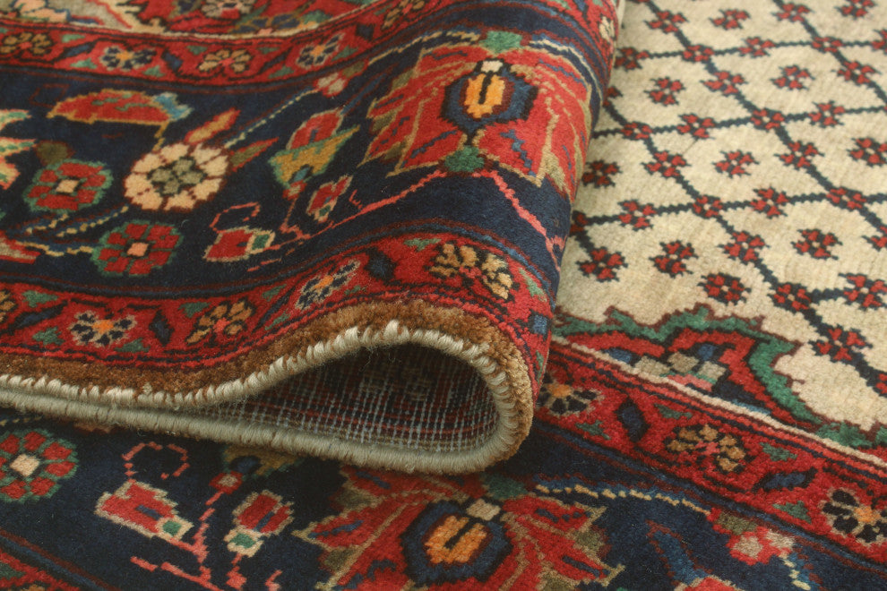 Fine Vintage Distressed Brittni Beige/Navy Runner, 5'1x9'9