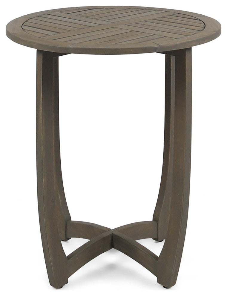 GDF Studio 3-Piece Jared Outdoor Wood and Wicker Bistro Set, Gray and Gray