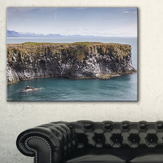 "Huge Rock in Coastline Panorama" Seashore Wall Art, 1 Panel, 60"x28"