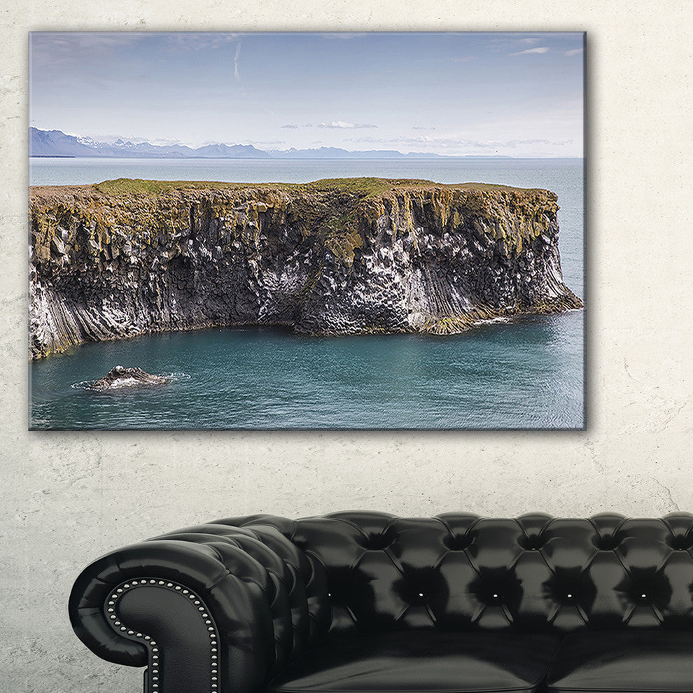 "Huge Rock in Coastline Panorama" Seashore Wall Art, 1 Panel, 60"x28"