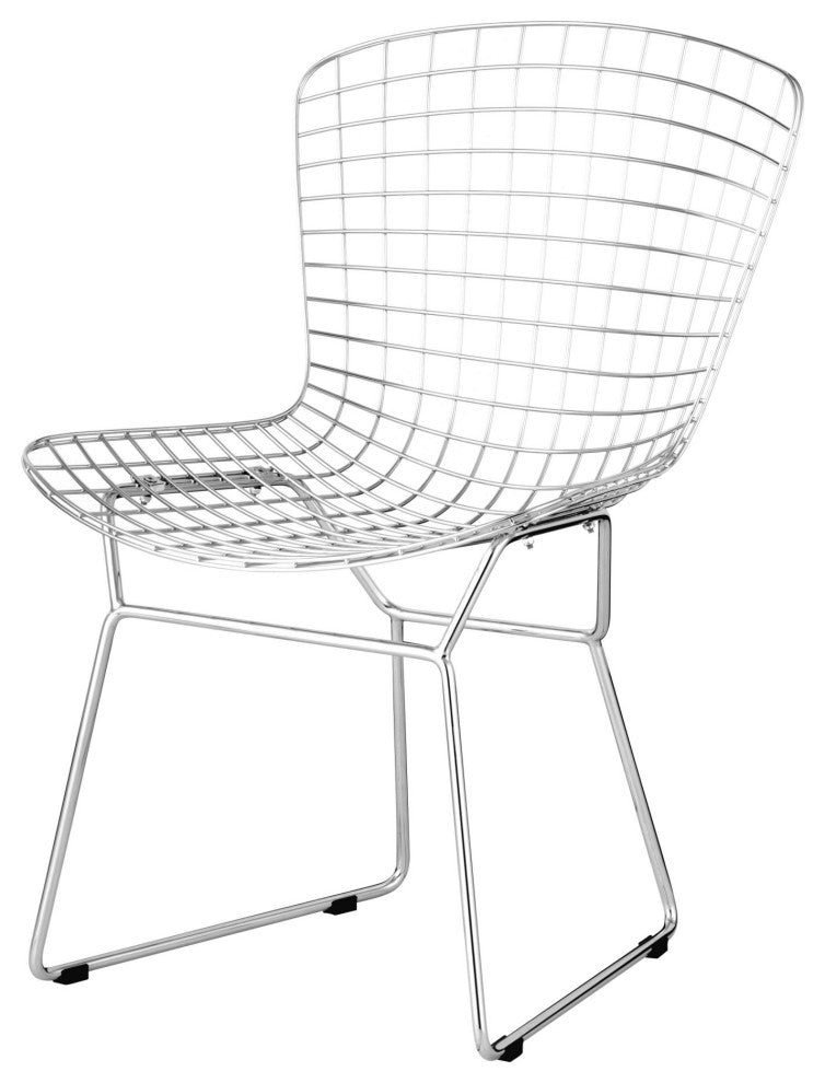 Dining Chair, Set of 2, Steel Metal, Chrome, Mid Century Bar Kitchen Pub Bistro