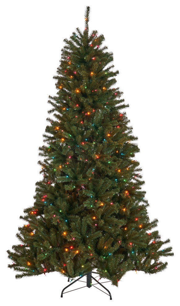 9' Noble Fir Artificial Christmas Tree, Pre-Lit Multi-Colored