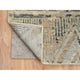 Gray, Erased Ethnic Geometric Design, Pure Wool Hand Knotted Rug, 9'1" x 12'0"