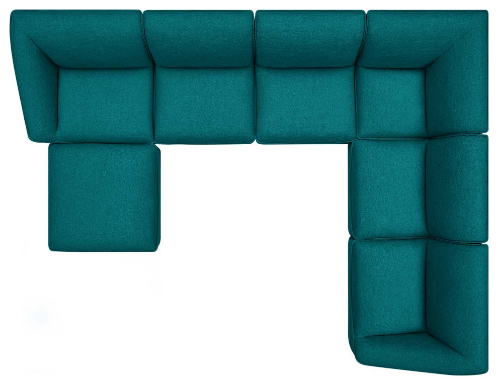 Sectional Sofa Set, Fabric, Teal Blue, Modern, Living Lounge Hotel Hospitality