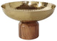 Benzara BM284951 10" Medium Acacia Wood Table Bowl Steel Decorative, Gold