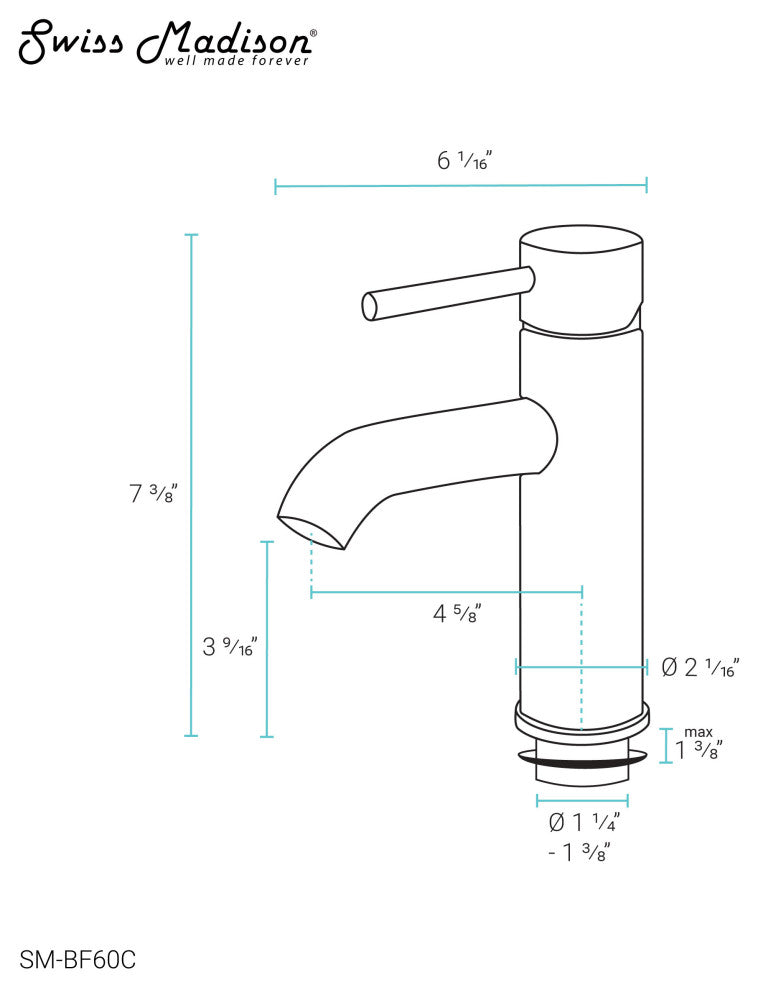 Ivy Single Hole Single Handle Bathroom Faucet, Chrome