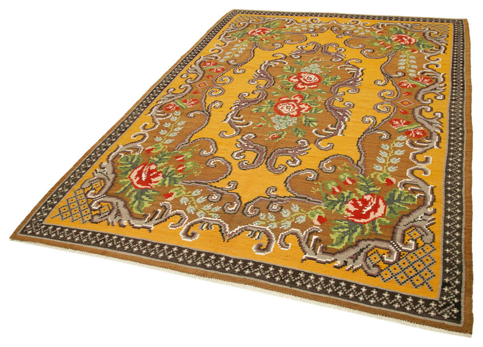 Rug N Carpet - Handmade Moldovan 6' 0'' x 9' 2'' Vintage Floral Kilim Rug
