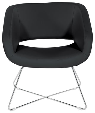 Lounge Chair, Black Faux Leather With Chrome Base