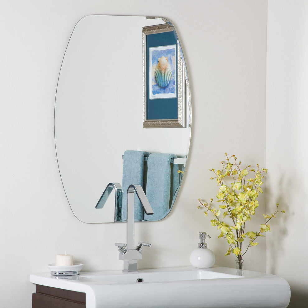 Frameless Oval Beveled Mirror